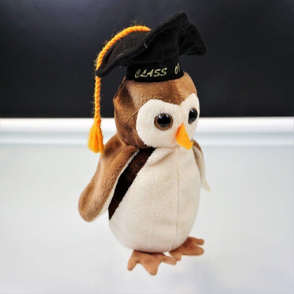 Ty Beanie Babies Wise The Owl Class Of '98 Graduation Retired Plush